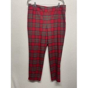 NWOT Talbots Red/Green Tartan Plaid Straight Leg Ankle Pants Women 14 Jordan